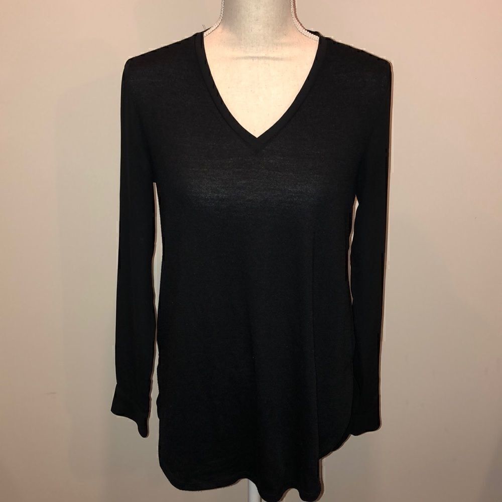 Ann Taylor mixed material long sleeve blouse